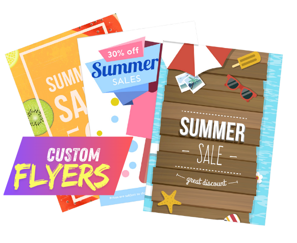 Ejemplos coloridos de flyers promocionales para negocios